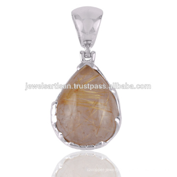 Rutilated Gemstone 925 Solid Silver Pendant Jewelry